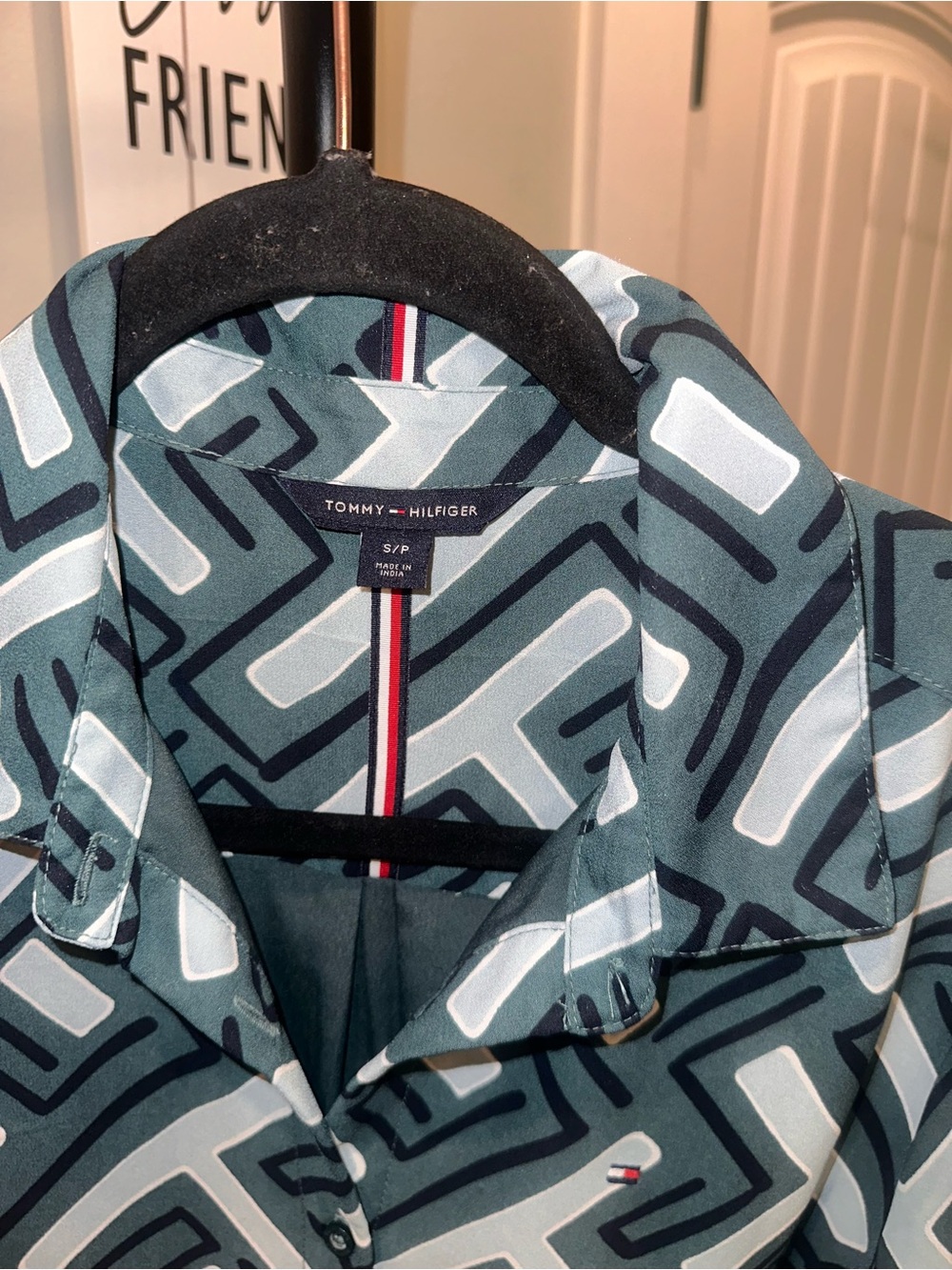 Tommy Hilfiger Size Small Women’s Geometric Print Shirt Dress in Dark Green - Picture 6 of 9